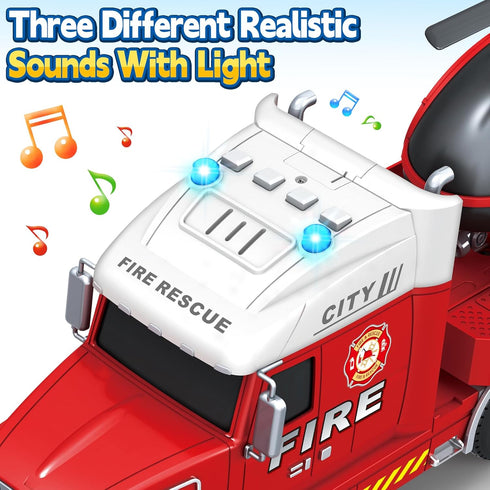 3 4 5 3 4 5 6 7 SpringFlower Toddler Boys Toys, Large Fire Truck Toys with Lights Sounds, Truck Car with Racing Car