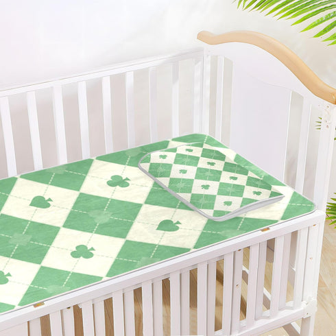 SyXIOP 28" 52" Greem Beige Poker Cooling Baby Waterproof Crib Mattress Cover x Ultra Soft Pee Pads for Kids, Adult