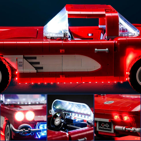 BrickBling LED Light Kit for Lego 10321 Chevrolet Corvette Toy Car, Remote Control Version Lighting (No Model Included)