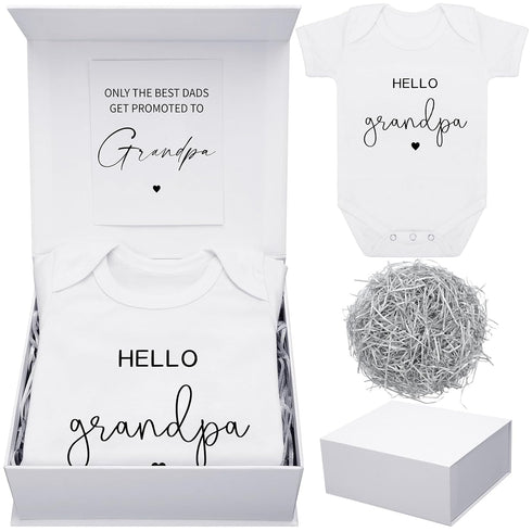 Shyyween 4 Pcs Pregnancy Announcement for Grandpa, Hello Grandpa Baby Bodysuit, Grandpa Pregnancy