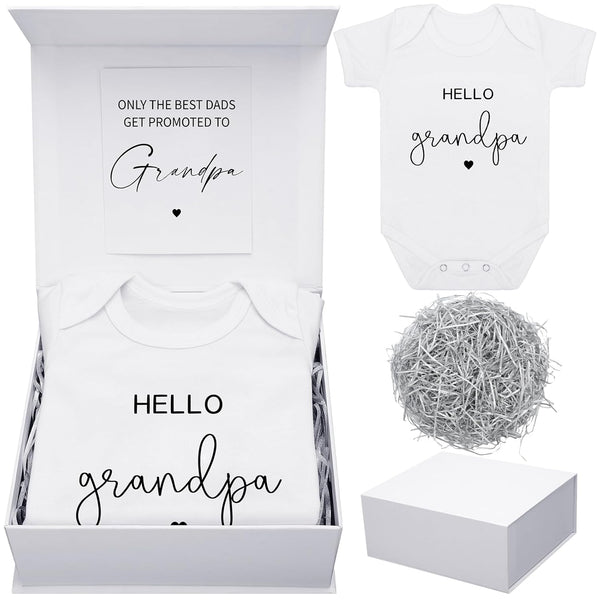 Shyyween 4 Pcs Pregnancy Announcement for Grandpa, Hello Grandpa Baby Bodysuit, Grandpa Pregnancy