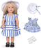 Doll Clothes and Accessories - 3 Pc. Set with Blue and White Stripes Skirt, Hat, and White Underwear