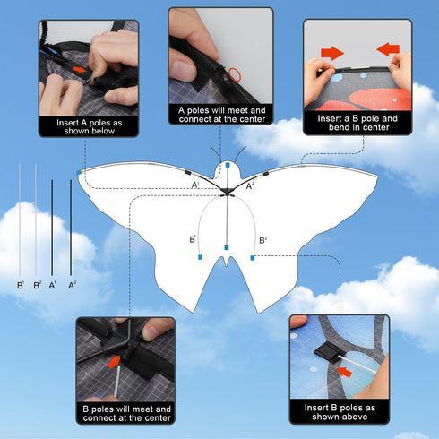 TOY Life Butterfly Kites for Kids - Easy to Fly Rainbow Kites for Ages 3-12, Beach Kites for Adults, Outdoor Games