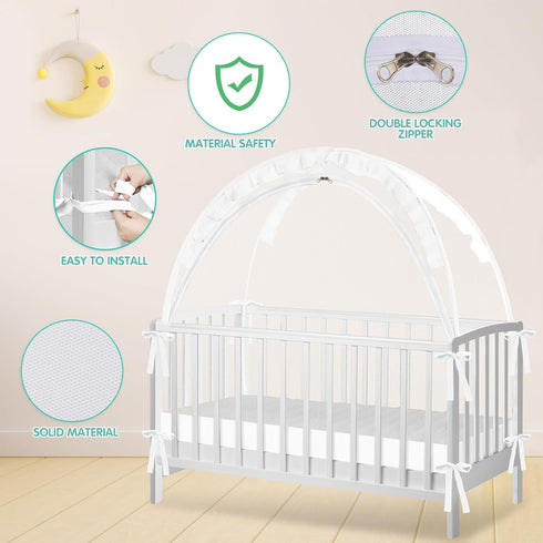 Zkaitoy Crib Tent - Crib Net to Keep Baby in, Stop Baby from Climbing Out of Crib, Pop Up Crib Tent with Durable