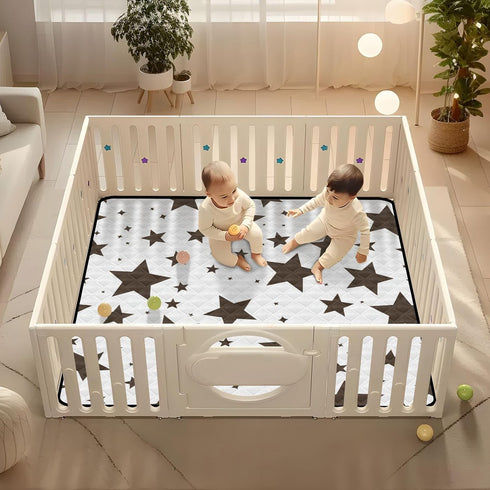 EtherSpher 50'' 50''con Black and White Illustration Design Stars Brown Large Stylish Baby Play Mat for Floor