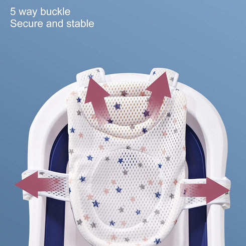 Five Corner Bath Seat Support Net, Adjustable Breathable Mesh Soft Headrest for Infant Bathing