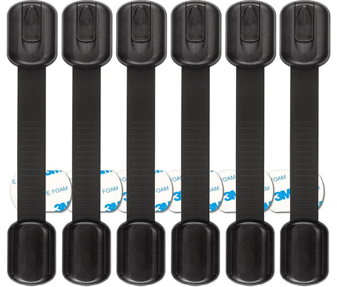 Baby Proofing Safety Cabinet Locks, Child Proof Latches for Dresser Drawer, 6 Pcs by Oxlay, Black
