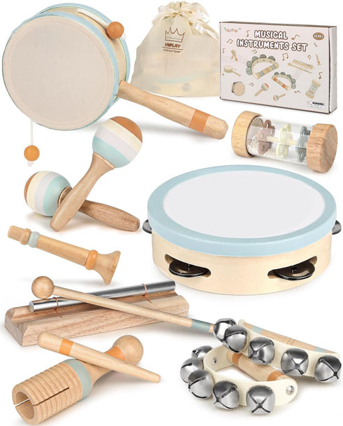 Montessori Music Toys for Toddlers 1-3 - Natural Wooden Instruments for Babies 6-12-18 Months - Educational Gifts