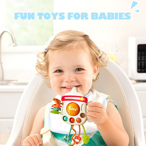 XXEDSPTY 6-12 Montessori Baby Sensory Toys for Months, Silicone Pull String Teething Toy, Infant Fidget Travel Toys