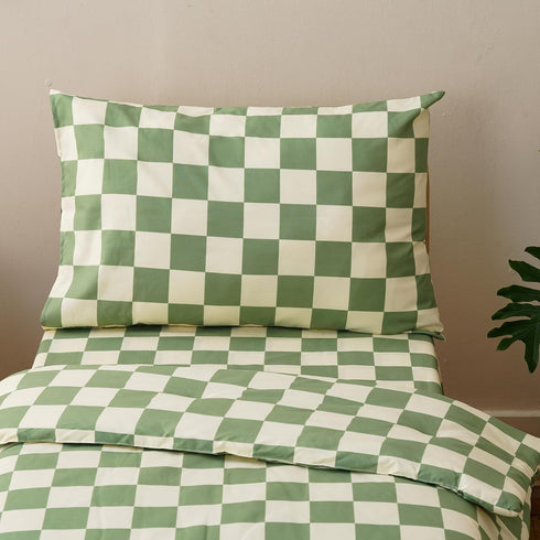 Set Set Set 4 (1 1 1 1 Luxlovery Toddler Comforter Checkered Plaid Green White Kids Boho Bedding Bed for Dorm Pieces