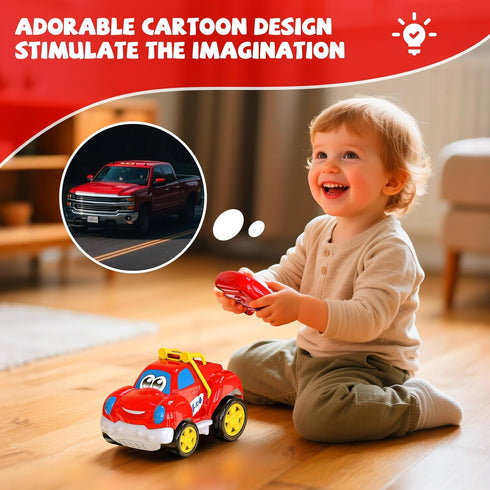 1-3 AEROQUEST Toddler Remote Control Car Pickup Truck Toy for Kid Cartoon RC Vehicle for Toddlers Durable Construction