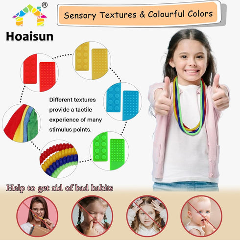 12 Pack, Sensory Chew Necklaces Stretchy Chewy Necklace Sensory Toys for Kids with Autism, ADHD, Biting, Teething