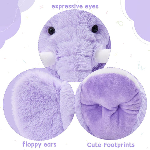 19.6inch MorisMos Large Elephant Stuffed Animal, Soft Stuffed Elephant Plush Companion Gifts for Girls Boys, Purple