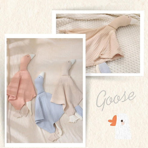 insular Baby Lovey Blanket, Muslin Cotton Security Blanket, Soft Breathable for Newborn and Infant, Khaki Goose