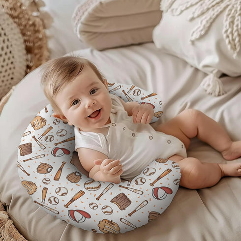 KuphiL10C Baseball Sports Theme Pattern Nursing Pillow Cover, Unisex Removable Breastfeeding Pillowcase Slipcover
