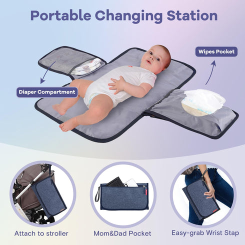 Backpack, Pack RUVALINO Diaper Bag Multifunction Travel Maternity Baby Changing Bags, Large Capacity, Waterproof, Navy