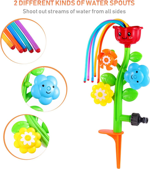 Outdoor Water Spray Sprinkler, Backyard Spinning Flower Toy for Fun Outdoor Play