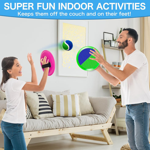 Officygnet Velcro Ball and Catch Game - Kids Toss Game for Ages 3-12, Catching Ball Set with 4 Paddles
