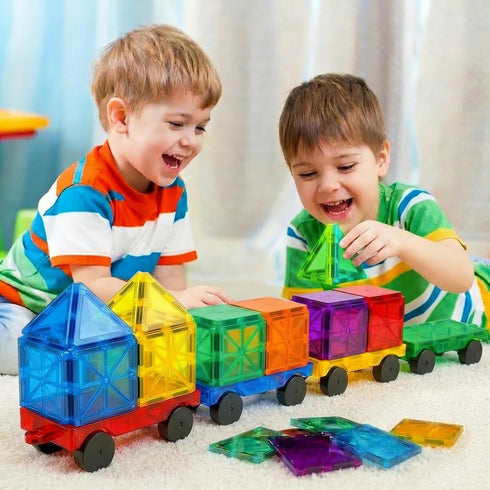 Set, 4 4-8 3-5 3+ Magnetic Tiles Cars Construction PCS Magnet Cars Magnetic Building Blocks Toy for Kids Ages Magnet