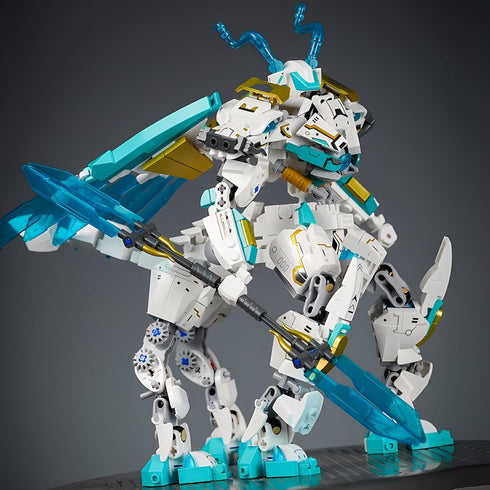 White Horse Dragon Samurai Mech Robot Model 2 in 1 Building Blocks Toy Set for Age 8+ Children Adults 731 Pieces