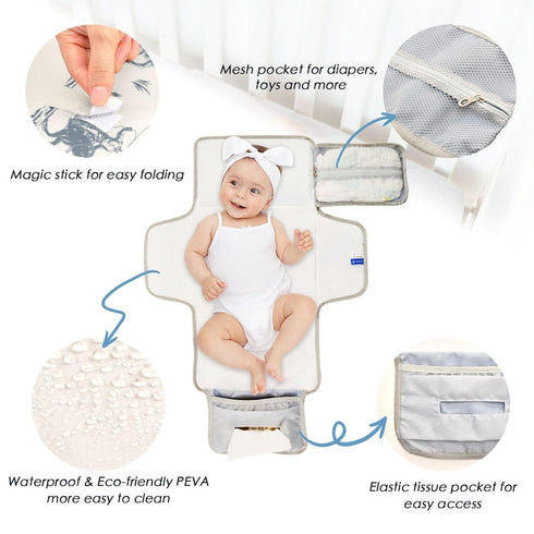 CHUROUSY Cowboys Horse Western Portable Diaper Changing Pad with Wipes Holder, West Desert Foldable Baby Diaper Changer
