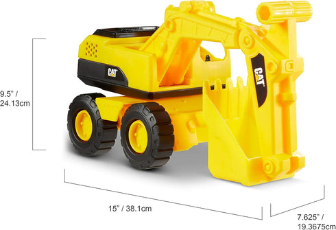 CAT Construction Toys - Tough Rigs 15" Dump Truck & Excavator Set, Kid Powered Vehicle Set for Ages 3+