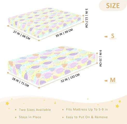 miaozhen 1 Pack 52x28 Cotton Crib Sheets for Baby Boys Girls Ultra Soft Leaves Cartoon Unisex Child Crib Sheets