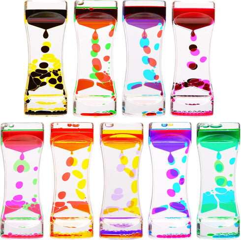 CAILINK 9 Pack Liquid Motion Bubbler, Floating Sensory Play Water Timer Fidget Toys for Adults and Kids, Colorful