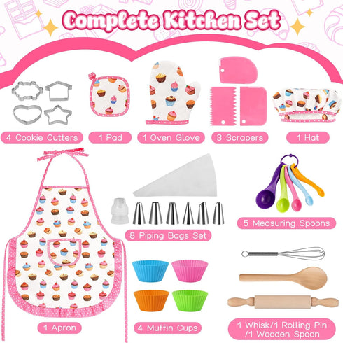 Sets, 32PCS LovesTown Kids Cooking and Baking Kids Chef Hat and Apron Pretend Play Toys for Toddler Gifts for Boys