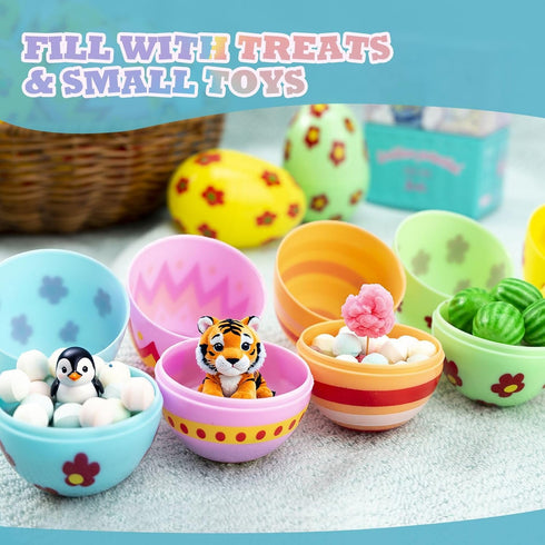 CJYGEGE 3 Inch 30 Pack Jumbo Plastic Easter Eggs - Premium Colorful Fillable Empty Easter Eggs Bulks for Easter Basket