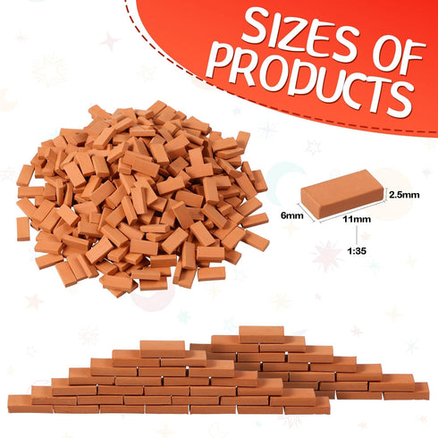 Civaner 350 Pcs Mini Bricks, Tiny Landscaping Bricks for Crafts, Realistic Fake Bricks for Dollhouse