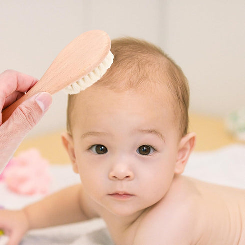 HOODANCOS Set 4pcs Wooden Comb and Woolen Brush for Scalp Care, Beech Wood Material with Soft Wool Bristles, Grooming