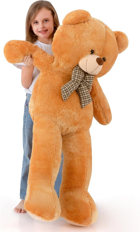 Big Teddy Bear 4 Feet Stuffed Animal, Jumbo Plush Toy for Mother's Day Birthday Gifts, Brown 47 Inch