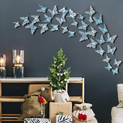 Cheerland Butterfly Wall Decor, 3D Butterflies Decals Mural, Removable Turquoise Decorations for Girl Bedroom