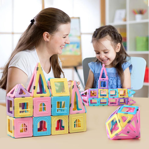 Magnetic Tiles Building Blocks Toys for Kids, 136 Pieces 3D Creative Set