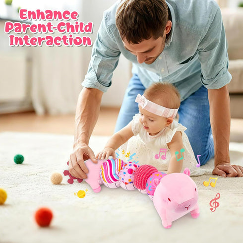 FVNPIHAM 0-12 Tummy Baby Toys Months, Infant Musical Caterpillar Baby Stuffed Animals with Crinkle, Rattle, Squeaker