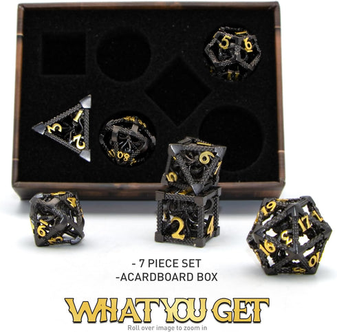 Set DND Dice, Dungeons and Dragons Metal Dice Polyhedral Role Playing Gaming HNCCESG Hollow Cthulhu Dice for Table Game