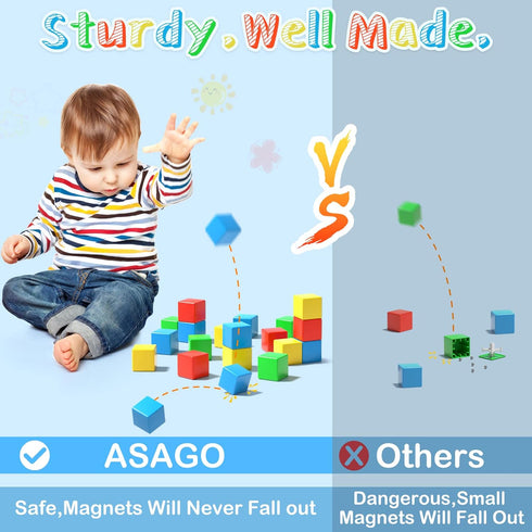 Magnetic Blocks - 1.34 inch Large Magnetic Building Blocks, 3D Cubes for Toddlers, Educational Construction Kit