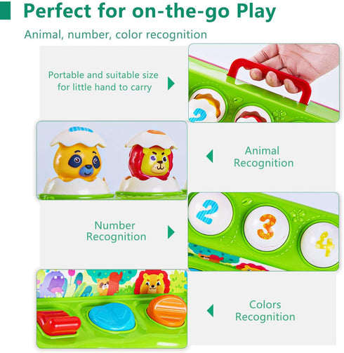 1 1-3, 12 Year Old Toys for Boys Girls Birthday Gift, Cause and Effect Animal Pop Up Toy with Music and Light