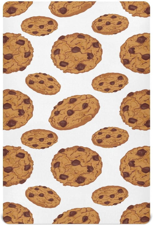 CHUROUSY 27x39 Inch Chocolate Cookies Pattern Crib Sheets for Boys Girl Cute Cookie Realistic Food Playard Sheets