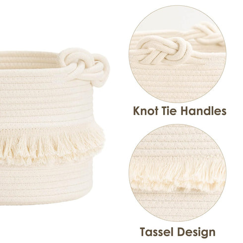 9.5'' 7'' inches CherryNow Small Woven Storage Baskets, x Cotton Rope Decorative Hamper for Diaper, Blankets, Magazine