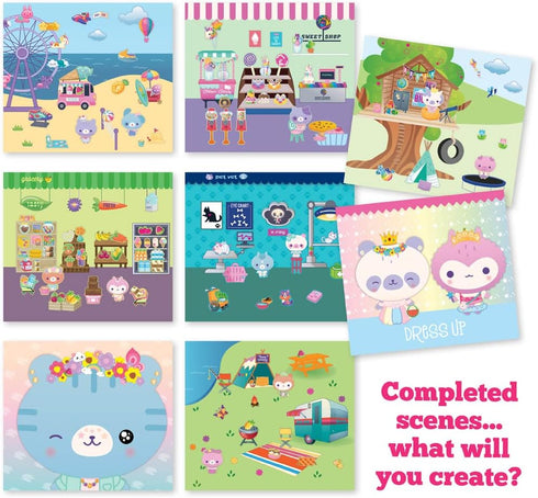 Craft-tastic Sticker It Up! – Reusable Sticker Book for Kids – 750+ Repositionable Stickers Create Designs on 8 Scene Pages for Hours of Mess-Free, Screen-Free Fun