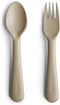 mushie Flatware Fork and Spoon Set for Kids, Made in Denmark (Vanilla)