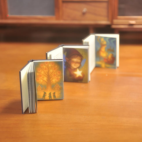EKKZ 3-Piece 1:6 Set Scale Miniature Holiday Book - Openable Christmas Eve & Gingerbread Illustrated Stories