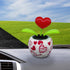 Red Solar Powered Dancing Figurines Toy - Solar Dance Flower, Heart Swing Dancing Flower in Pots, Dashboard Decoration
