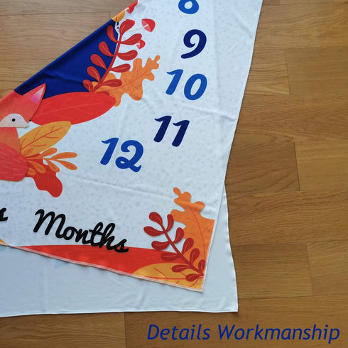 PAMBO Fox Baby Month Milestone Blanket - Baby Boy & Girl - Baby Age Blanket for Photo Taken | Fox Themed Baby Shower