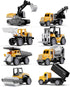Alloy Mini Construction Vehicles, 8Pcs Die-cast Set, Excavators, Mixer Truck, Bulldozers, Pull Back Toys for Kids