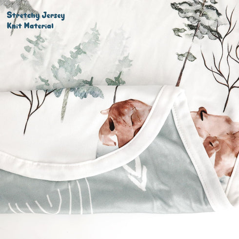 GRSSDER Super Soft Jersey Knit Baby Blankets, Double Layer Receiving Blankets, 34 x 44 Inches, Cute Bear