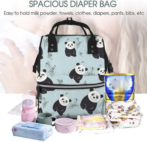 FHEDVBN Backpack Mummy Backpacks Daypack Cartoon Panda Bear Diaper Bag for Women Multifunction Waterproof for Mom Dad