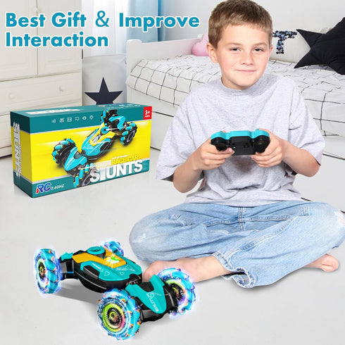 5-13,4WD 360 Show,3-6 8-10 Gesture Sensing RC Stunt Car,Remote Control Car Toys for Ages All-Terrain with Flips & LED